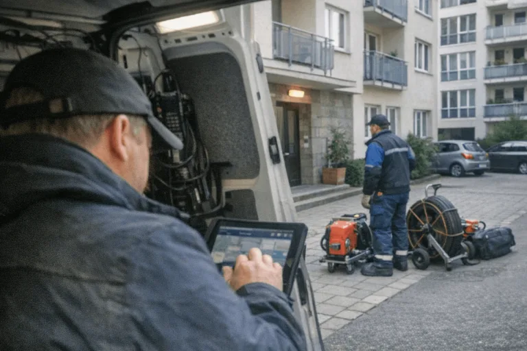 Notdienst Rohrreinigung im Einsatz in einem Wohngebiet