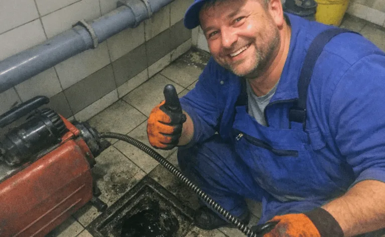 Team und Servicefahrzeug von Thaler Sanierung vor einem Einsatzobjekt