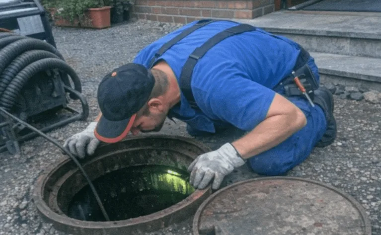 Spülfahrzeug für Kanalreinigung im Einsatz