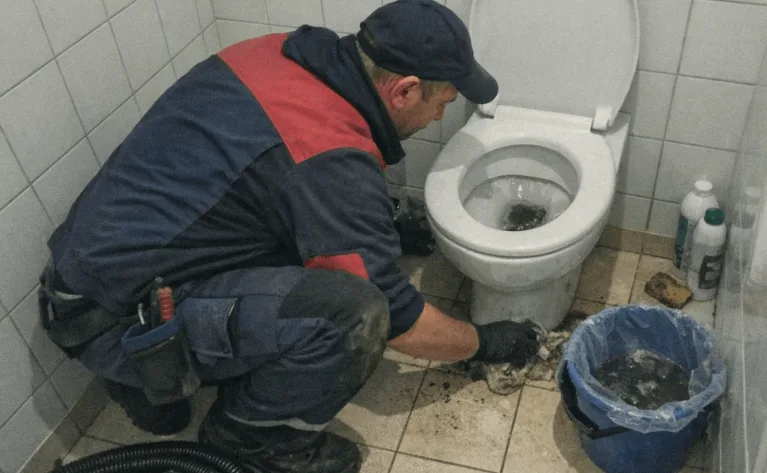 Fachgerechte Beseitigung einer Toilettenverstopfung